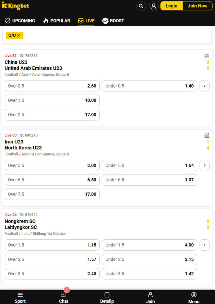 KingBet live betting