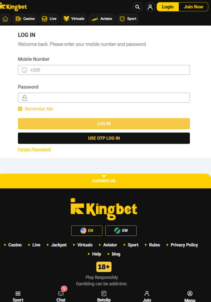 KingBet login